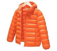 L SERVER Daunenjacke Kinder Jungen mit Kapuze Winddichter Warmer Parka Mädchen Stylische Leichte Winterjacke Sportliche Steppjacke Wintermantel, Orange, 164