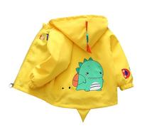 L SERVER Übergangsjacke Jungen Baby Windjacke mit Kapuze Cartoon Jacke Leichter Trenchcoat Kinder Outdoorjacke für Frühling und Herbst, Gelb, 92-98