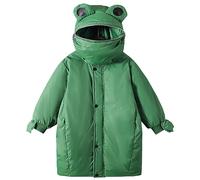 L SERVER Winterjacke Kinder Jungen Warmer und Winddichter Parka Mädchen Cartoon Frosch Steppjacke Längerer Dickerer Wintermantel, Grün, 116