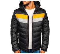 (L) Stilvoller Wintermantel mit Kapuze und Farbblock für Herren - Hochwertige, bequeme und warme Oberbekleidung