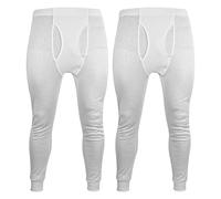 (L, Weiß (X2)) THMO - 2er Pack Herren Thermo Unterwäsche Hosen | THMO | Winter Funktionsunterwäsche