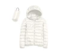 (L-white,Medium)A-womens Casual Lightweight Hooded Down Jacket Packable Puffer Coats Ultra Light Weight Short Down Jacket With Storage Bag
