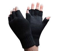 (L-XL, Schwarz) Thinsulate - Thinsulate - 1 Paar Herren Fingerlose Handschuhe Stricken mit Fleece Gefüttert