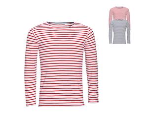 L01402 SOL´S Herren Langarm T-Shirt Marine Gestreift White XL