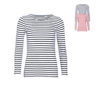 L01403 SOL´S Damen Langarm T-Shirt Marine Gestreift White XL