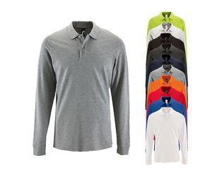 L02087 SOL´S Herren Langarm Piqué Polo Hemd Perfect Charcoal Melange XXL