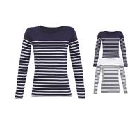 L03100 SOLS Damen Langarm T-Shirt MATELOT Gestreift White M