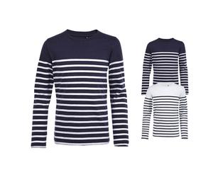 L03101 SOLS Kinder Langarm T-Shirt MATELOT Gestreift French Navy 8 Jahre (118/128)