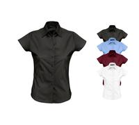 L630 SOL´S Damen Stretch-Kurzarmbluse Excess Black 3XL