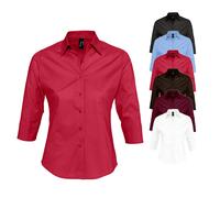 L631 SOL´S Damen Stretch-3/4-Armbluse Effect Bright Sky XL