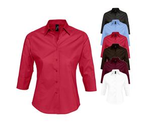 L631 SOL´S Damen Stretch-3/4-Armbluse Effect Dark Blue XS