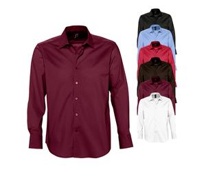 L633 SOL´S Herren Stretch-Langarmhemd Brighton Bright Sky L
