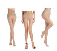 L6NqIAG Dünne Strumpfhosen Schwarze Strumpfhosen ohne Zehen for Frauen, dünne Zehenpartie, offenes Kontrolloberteil, Strumpfhose, Sommerstrumpf(Light brown,M)