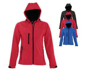 L849 SOL´S Damen Softshell Kapuzenjacke Replay Black XXL
