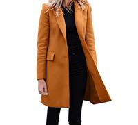 L9WEI Damen Oversize Blazer Elegant Offener Anzugjacke Mode Cardigan Coffee S Polyester Langarm Kragen Korbkragen Gerade Tasche Herbst Winter Festival Party Casual Formal