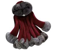 L9WEI Damen Pelzmantel Elegant Wintermantel Warme Kunstpelz Flauschige Winter Mantel Frauen Kuschelig Fellmantel mit Kapuze