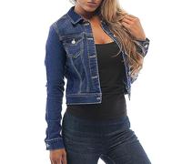 L9WEI Damen Slim Kurz Jeans Jacke Langarm Einfarbig Jeansjacke Leichte Jacken für Frauen Mode Aesthetic Vintage Streetwear