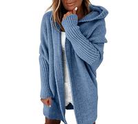 L9WEI Damen Strickjacke Dunkelbraun Pulli Damen Strickjacke Damen Sommer Lang Strickjacke Damen Lang Oversize Pullover Damen Striped Sweater Kapuzenpullover Damen