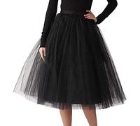 L9WEI Karnevalskostüme 2023, Karneval Puffy Tüllrock Damen Vintage Tütü Röcke Tüll Petticoat Elastische Taille Unterrock