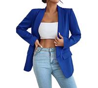 L9WEI Revers Büro Blazer Damen Elegant Einfarbige Business Blazer Langarm Slim Fit Herbst Jacke