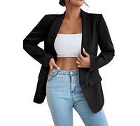 L9WEI Revers Büro Blazer Damen Elegant Einfarbige Business Blazer Langarm Slim Fit Herbst Jacke