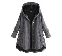 L9WEI Softshelljacke Damen, Damen Herbst Winter Warme Mantel Verdicken Plüschjacke Frauen Einfarbig Wintermantel mit Kapuze Casual Lose Wollmantel