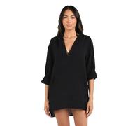 La Blanca Damen Kapuzensweater Badeanzug Cover Up Überwurf für Schwimmbekleidung, Schwarz/Seaside Covers, M