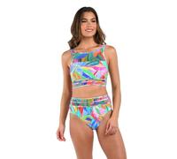 La Blanca Midkini-Badeanzug für Damen, Standard, hoher Halsausschnitt, Mehrfarbig/Tropi-Flage, 16