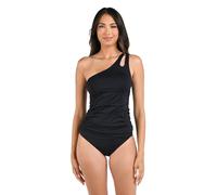 La Blanca Women's Island Goddess One Shoulder Keyhole Tankini Swimsuit Top, Black, 14