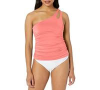 La Blanca Women's Standard Island Goddess One Shoulder Keyhole Tankini Swimsuit Top, Hot Coral, 14