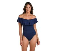 La Blanca Women's Standard Island Ruffle 1pc, Indigo, 14