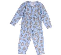 La Bortini Schlafanzug Pyjama Flanell Molton Stoff Baby Set Hemdchen Hose Anzug, Größe: 74/80, Farbe: Blau