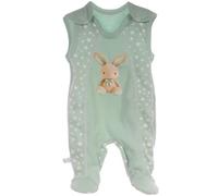 La Bortini STRAMPLER 44 50 56 62 68 Anzug Einteiler Stramplerhose Grün Waschbär (68)