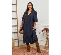 La Compagnie Du Lin Leinen-Kleid in Dunkelblau - Größe XL | Damen Kleider