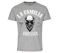 La Familia Vida Loca Original, Fuckin Criminal T-Shirt, schwarz, weiß, grau, rot (XXL, grau)