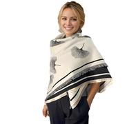 LA FERANI Damen Kaschmir Schal 130x130 groß dünn leicht Kaschmirschal beige Schwarz Stola Wollschal Business Style Klassik Damenschal (Model 2)