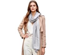 LA FERANI Damen Seidenschal 100% Seide grau Halstuch Schal einfarbig 180x90cm Seidentuch für Anzug formelle Anlässe Stola Business Stil Geschenk für Sie (Grau)