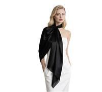 LA FERANI Damen Seidenschal 100% Seide Halstuch Schal einfarbig leicht Schwarz 180x90cm Seidentuch für Anzug formelle Anlässe Stola Business stil Geschenk für Sie (Schwarz)