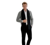 LA FERANI Herren Kaschmirschal dünn leicht Frühling 200x70 Kaschmirschal Schwarz extra geschmeidig elegant Casual formelle Anlässe einfarbig Uni Farbe Herrenschal (Schwarz)