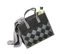 LA FIORE 24 Filztasche hochw. Einkaufstasche Filz Shopper Damen Handtasche Klein 30 x 22 x 27cm Grau