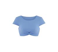 Crop-Bikini-Top LASCANA ACTIVE "Oceana", Damen, Gr. 40, Cup A/B, blau (hellblau), Recycling-Polyamid, Bikini-Oberteile, mit modischer Knotenoptik (34164414-40) hellblau