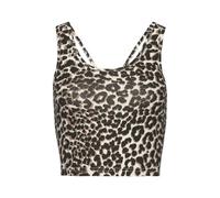 Crop-Top LASCANA ACTIVE, Damen, Gr. L (44/46), beige, Obermaterial: 95% Baumwolle, 5% Elasthan, animal-print, bedruckt, sportlich, figurbetont kurz, tiefer Rundhals, ohne Ärmel, Tops, mit Cut-Out Träg