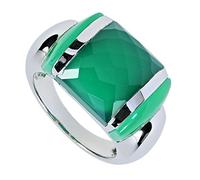 LA LUNA Design Damen-Ring Sterling-Silber 925 rhodiniert Chalcedon grün RW17