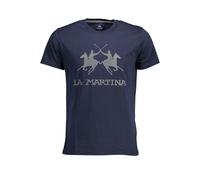 La Martina Chic Rundhalsausschnitt Baumwollshirt in Blau 2XL