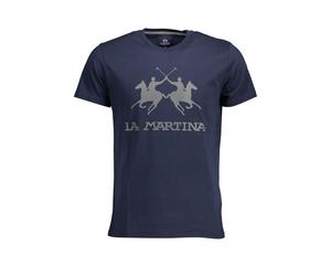 La Martina Chic Rundhalsausschnitt Baumwollshirt in Blau 2XL