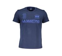 La Martina Elegantes blaues Baumwoll-T-Shirt mit charakteristischem Herrenaufdruck, Größe XL, Blau, XL