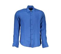La Martina Elegantes Herrenhemd aus Leinen mit französischem Kragen, Blau, XL