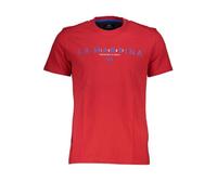 La Martina Elegantes rosa Herren-T-Shirt aus Baumwolle mit Rundhalsausschnitt, Rot/Ausflug, einfarbig (Getaway Solids)