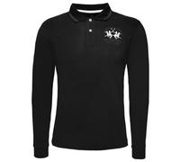 La Martina Herren Langarm-Poloshirt Schwarz XL