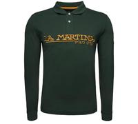 La Martina Herren Langarm-Poloshirt XMP306 Dunkelgruen XXL